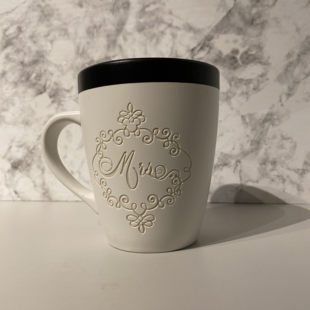 Disney Mrs. Wedding Mug "I Do" Black & White Ceramic